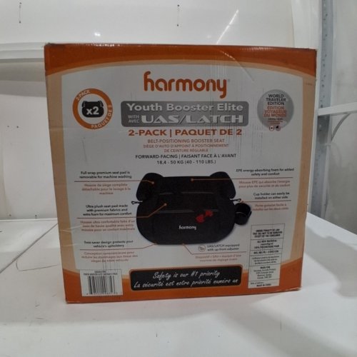 2PK HARMONY YOUTH BOOSTER ELITE WITH UAS LATCH - 40-110LBS CAP - BLACK (MODEL: 0304045TPB) image 6
