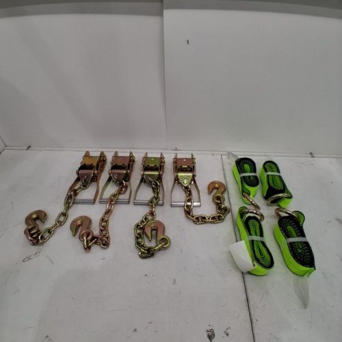 4PK DIGANK CAR TIE DOWN STRAPS FOR TRAILERS WHEEL STRAPS FOR HAULING CARS IDEAL FOR SECURELY TRANSPORTING VEHICLES - 3,300 LBS CAPACITY - 2" X 96" - GREEN image 2
