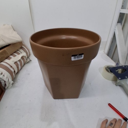 HEARTH & HAND™ WITH MAGNOLIA CARVED CERAMIC PLANTER POT - 11" - MACADAMIA TAN (ITEM: 324-00-2423) image 2