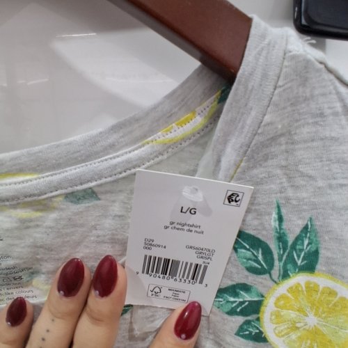 WOMEN'S GEORGE LEMON PRINT NIGHTSHIRT - LARGE - GREY/YELLOW (STYLE: GRS60470LD) image 3
