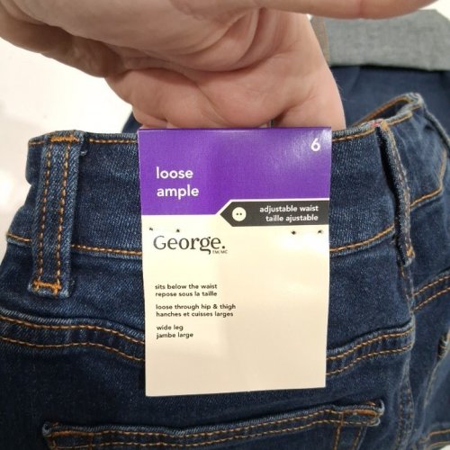 BOYS GEORGE LOOSE FIT WIDE LEG ADJUSTABLE WAIST JEANS - SIZE 6 - DARK DENIM image 2