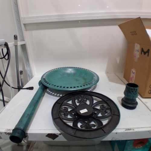 VIVOHOME POLYRESIN ANTIQUE OUTDOOR GARDEN BIRD BATH - GREEN image 2