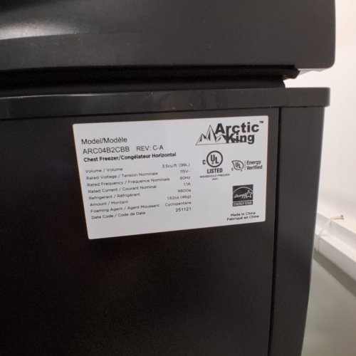 ARCTIC KING CHEST FREEZER - 3.5 CU. FT - 115 V - BLACK (MODEL: ARC04B2CBB) image 3