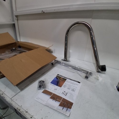 STAINLESS STEEL IN-BOARD 3-STEP FOLDING TELESCOPING BOAT/POOL LADDER image 2