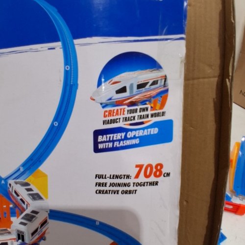 HIGH-SPEED MOTORIZED TOY TRAIN TRACK SET - BLUE, ORANGE AND RED (MODEL: JY588) image 3