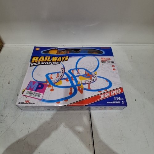 HIGH-SPEED MOTORIZED TOY TRAIN TRACK SET - BLUE, ORANGE AND RED (MODEL: JY588) image 4