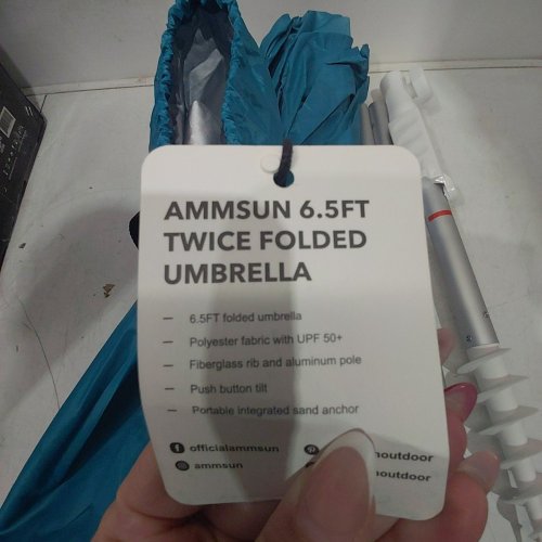 AMMSUN HEAVY DUTY HIGH WIND BEACH UMBRELLA WITH TILT - 6.5FT - SKY BLUE image 3