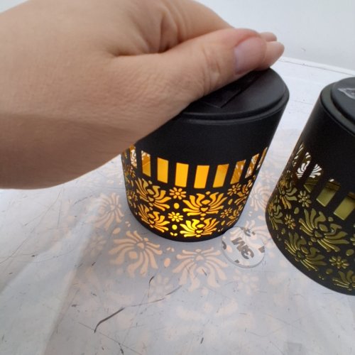 2PK SOLAR LANTERNS OUTDOOR DECOR - BLACK image 2