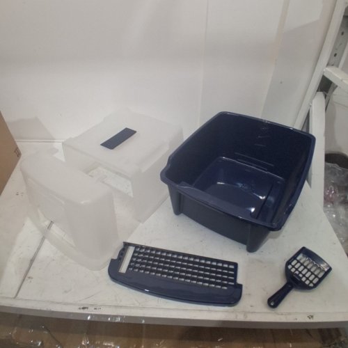 IRIS SPLIT-LID HOODED LITTER BOX WITH SCOOP 19" X 15" -NAVY (MODEL:CLH-15S) image 2