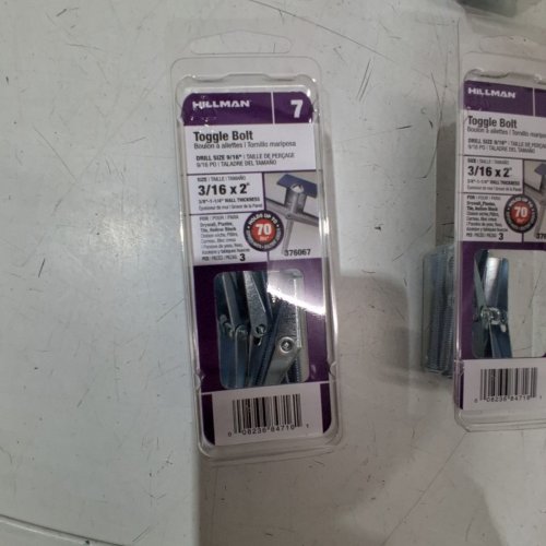 (6) 3PK HILLMAN TOGGLE BOLT - 18 TOTAL - 3/16" X 2" - SILVER image 3