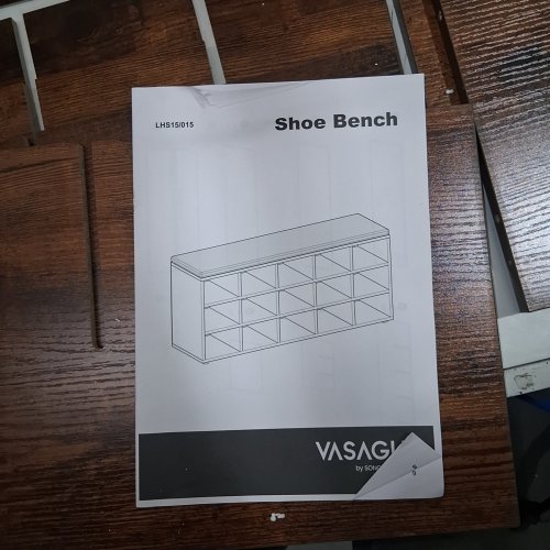 VASAGLE SHOE STORAGE BENCH WITH 15 COMPARTMENTS -11.81" X 41.34" X 18.90" - CHESTNUT BROWN (MODEL: LHS15BX) image 2