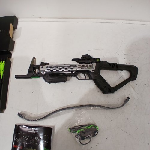 BARNETT DEMUN TRI-STRIKE AMBIDEXTROUS MINI CROSSBOW 3-SHOT MAGAZINE & PRECISION SIGHTS - 180FPS - 50LB DRAW - BLACK/GREEN (MODEL:‎ BAR50013) image 5