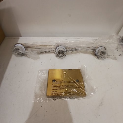 MECGIRN STAINLESS STEEL MILK GLASS BATHROOM OVER MIRROR 3 LIGHT VANITY LAMP - 60W MAX - E26 STANDARD SOCKET - (MODEL: B0003-3-GOLD) image 2