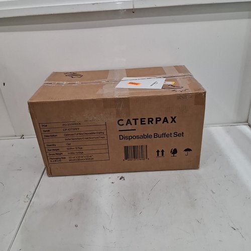 5PK CATERPAX DISPOSABLE CATERING BUFFET SET WITH UTENSILS - 5 TRAY - SILVER (ITEM: CP-10T5RFF) image 7