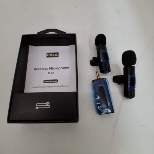 OSA WIRELESS LAVALIER MICROPHONE SYSTEM WITH 3.5MM AUX RECEIVER AND 2 MICROPHONES - BLACK (MODEL: K35) image 4