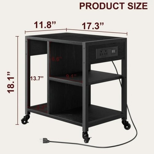 GARVEE PRINTER STAND WITH CHARGING STATION - 11.8" X 17.3" X 18.1" - BLACK (MODEL:PHO_0YD1BVR6) image 2