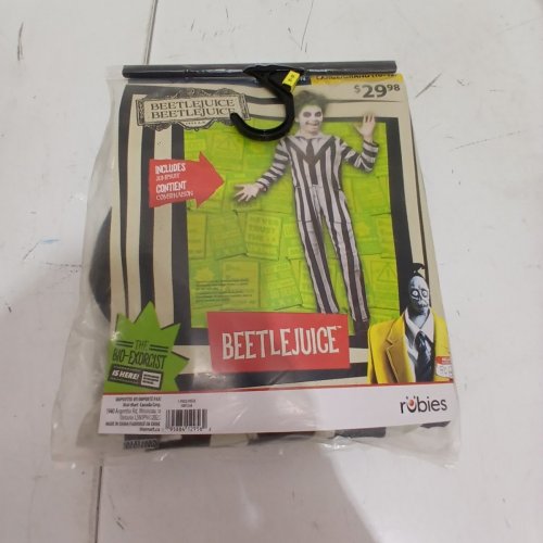 KIDS RUBIES BEETLEJUICE COSTUME -LARGE 10/12 - BLACK / WHITE (MODEL: 1001534) image 2