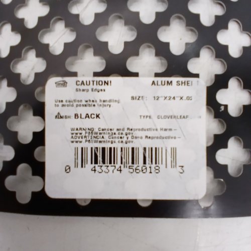 MD BUILDING CLOVERLEAF ALUMINUM SHEET - 1FT X 2FT - BLACK image 3