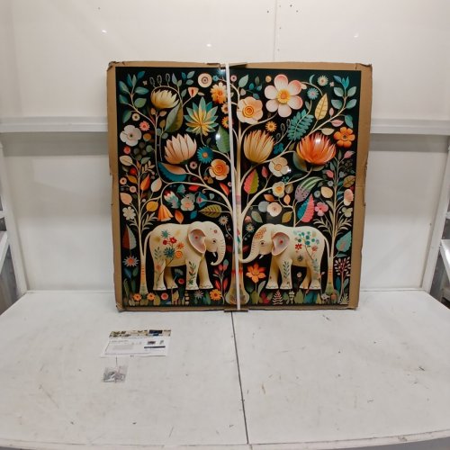 DESIGNART JAIPUR ELEPHANTS DECORATIVE FLORAL WALL MIRROR - 3FT X 3FT - MULTICOLOR image 4