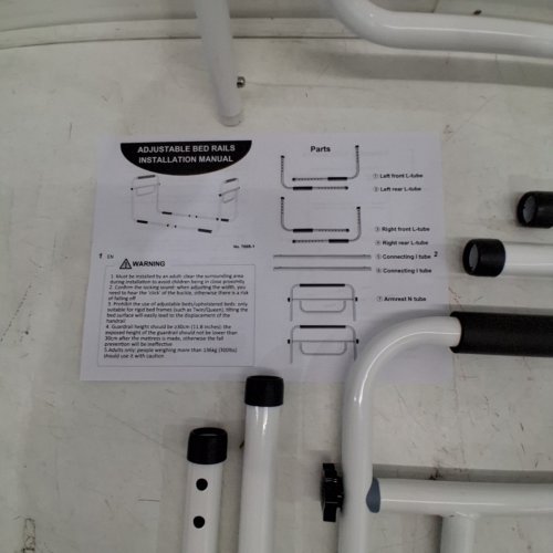BIGALEX ADJUSTABLE BED RAILS WITH U BAR DESIGN MEDICAL GRADE - TWIN TO QUEEN BEDS - WHITE/BLACK (MODEL: ‎708B-1) image 3