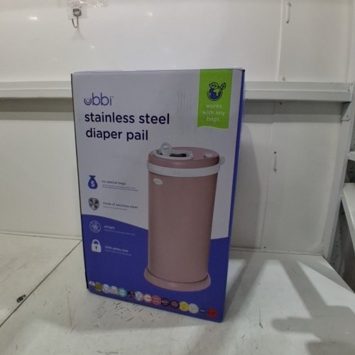 UBBI STEEL DIAPER PAIL WITH SAFETY LOCK & RUBBER SEAL LOCKS IN ODOR - 13GAL - BLUSH PINK (MODEL: 10031) image 4