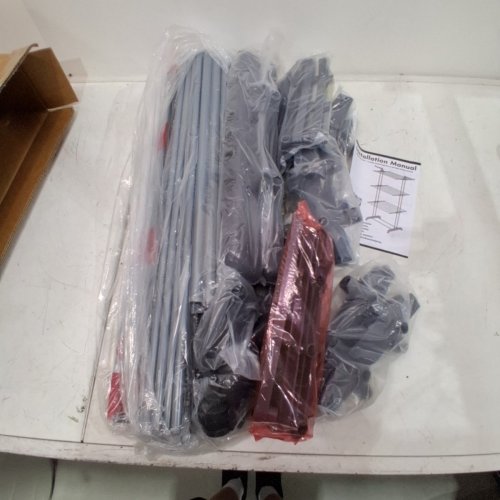 HOMIDEC FOLDABLE ROLLING STAINLESS STEEL CLOTHING DRYING RACK - 24 DRYING POLES & 14 HOOKS - GREY image 2
