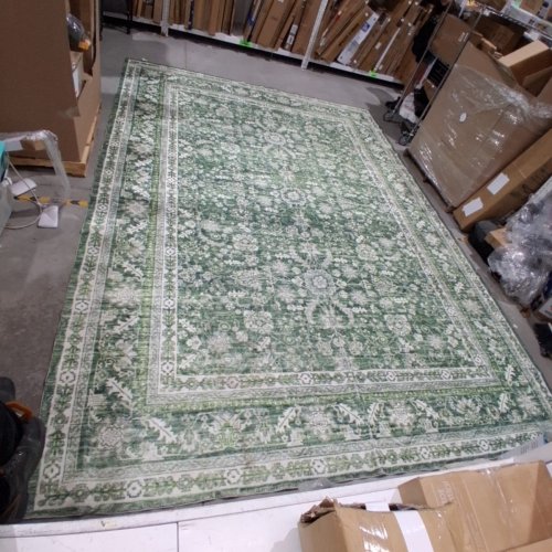 FLORAL AREA RUG - 14FT X 10FT - GREEN AND CREAM image 2