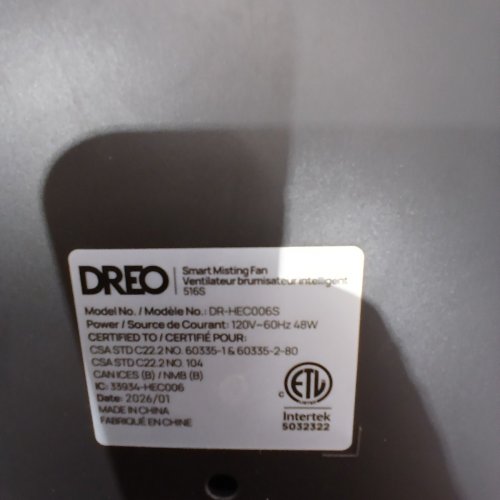 DREO TURBOCOOL 516S MISTING COOLING FAN WITH 150°+30°OMNI-DIRECTIONAL OSCILLATION, REMOTE, APP & RGB LIGHTS - 1.3L TANK - BLACK (MODEL: DR-HEC006S) image 7