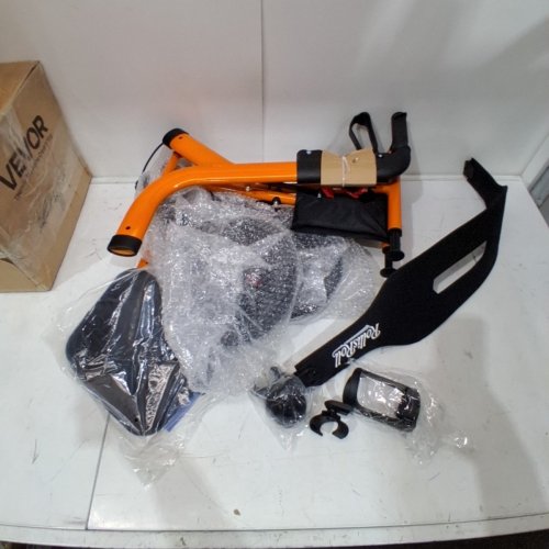 ROLLISROLL ALL-TERRAIN ROLLATOR WALKER WITH SEAT AND BACKREST - 12" BIG RUBBER WHEELS - 300LBS MAX /CAP- ORANGE/BLACK (MODEL: A42004W12) image 3
