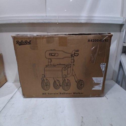 ROLLISROLL ALL-TERRAIN ROLLATOR WALKER WITH SEAT AND BACKREST - 12" BIG RUBBER WHEELS - 300LBS MAX /CAP- ORANGE/BLACK (MODEL: A42004W12) image 4