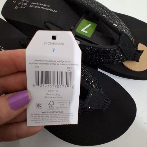WOMEN'S TIME AND TRU RHINESTONE WEDGE SANDALS - 7 - BLACK (STYLE: 24CIARAM26) image 2