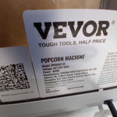 POPCORN MAKER MACHINE - COUNTERTOP POPCORN POPPER KETTLE - 8OZ - MAKES 48 CUPS PER BATCH - BLACK (MODEL: NP08001SE) image 6
