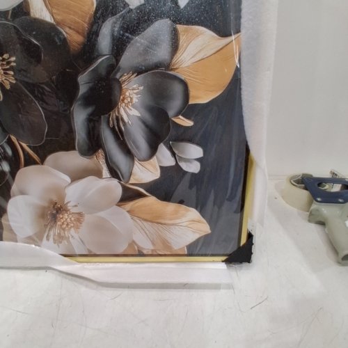 CANVAS FLOWER WALL ART - 25" X 48" - BLACK\GOLD image 2