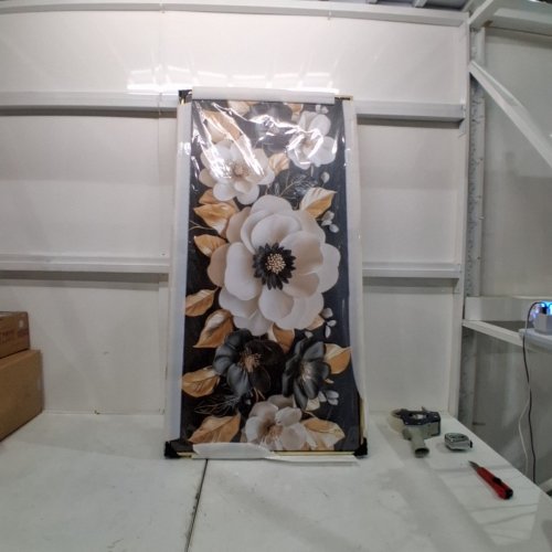 CANVAS FLOWER WALL ART - 25" X 48" - BLACK\GOLD image 3