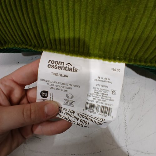 ROOM ESSENTIALS REVERSABLE CORDUROY COLLECTION SQUARE THROW PILLOW - 16" X 16" - DARK GREEN / LIGHT GREEN image 2