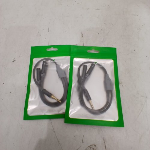 2 KOOPAO 3.5 MM HEADPHONE MICROPHONE AUDIO AUX SPLITTER CABLE- GREY image 2