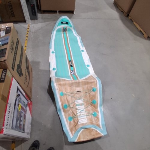 NIPHEAN INFLATABLE STAND UP PADDLE BOARD WITH ACCESSORIES - 10FT 6" - GREEN/WOODGRAIN image 4