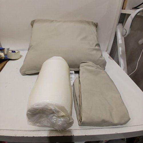 2PC AMAZON BASICS PATIO CHAIR CUSHION WITH BACK - 19"X19"X3" - BEIGE image 2