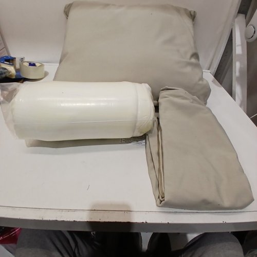 2PC AMAZON BASICS PATIO CHAIR CUSHION WITH BACK - 19"X19"X3" - BEIGE image 3
