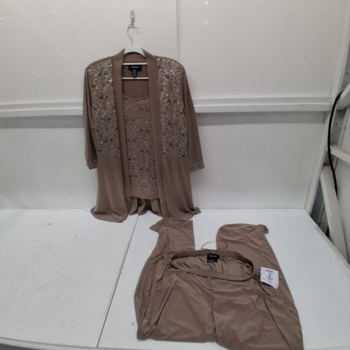 2PC WOMENS R&M RICHARDS MOTHER OF THE BRIDE FORMAL PLUS SIZE PANT SUIT - SIZE 14 - MOCHA (STYLE: 7772) image 2