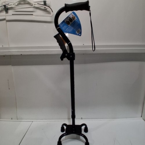 CAREX SOFT GRIP LIGHTWEIGHT EXTENDABLE QUAD CANE WITH WRIST STRAP - 250LB MAX WEIGHT - BLACK (MODEL: A52300) image 2