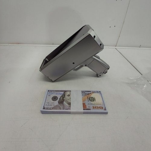 MONEY SHOOTER GUN WITH PAPER MONEY - SILVER image 2