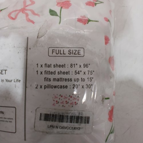 4PC BEDSHEET SET - FULL - FLORAL PINK/WHITE image 2