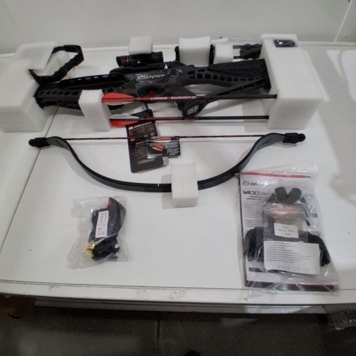 BARNETT WILDCAT CRX LIGHTWEIGHT TATICAL RECURVE CROSSBOW WITH RED/GREEN 3 DOT SCOPE, QUICK DETACH QUIVER & 2 HEADHUNTER BOLTS - 280 FPS - 66LBS - BLACK/RED (MODEL: BAR78232) image 3