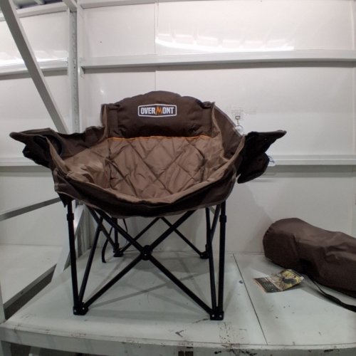 2PK OVERMONT EXTRA LARGE FOLDING CAMPING CHAIRS WITH SIDE POCKETS AND CUP HOLDERS - 400 LBS CAPACITY - 22" X 37" X 23" - BROWN/GREY (MODEL: ‎OHA-OM-CAMPCOUCH-BLK-TWIN) image 2