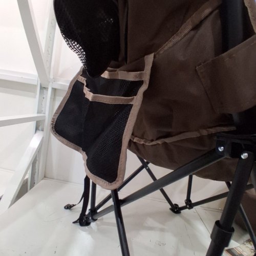 2PK OVERMONT EXTRA LARGE FOLDING CAMPING CHAIRS WITH SIDE POCKETS AND CUP HOLDERS - 400 LBS CAPACITY - 22" X 37" X 23" - BROWN/GREY (MODEL: ‎OHA-OM-CAMPCOUCH-BLK-TWIN) image 5