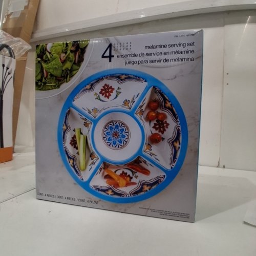 4PC PANDEX MELAMINE SERVING SET, BLUE PATTERN (MODEL:1901790) image 2