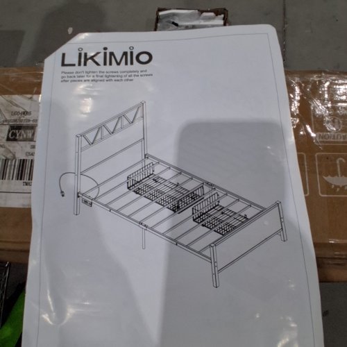 LIKIMIO BED FRAMES WITH 2 STORAGE DRAWERS LIGHTS AND CHARGING STATION HEADBOARD - TWIN XL - BLACK/BROWN (MODEL: HK-XTBF-50) image 5