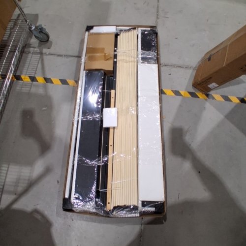 allewie UPHOLSTERED MODERN GEOMETRIC PLATFORM BED FRAME WITH DOUBLE-WING DESIGN HEADBOARD - FULL - CREAM WHITE (MODEL: LE6017-1F) image 2