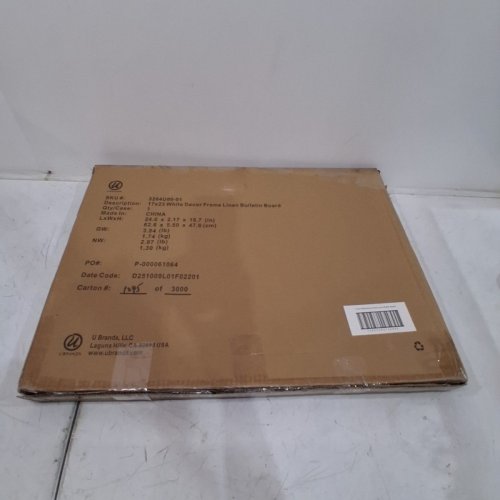 U BRANDS LINEN CORK LINEN BULLETIN BOARD - 23" X 17" - WHITE WOOD (MODEL: 3264U00-01) image 3